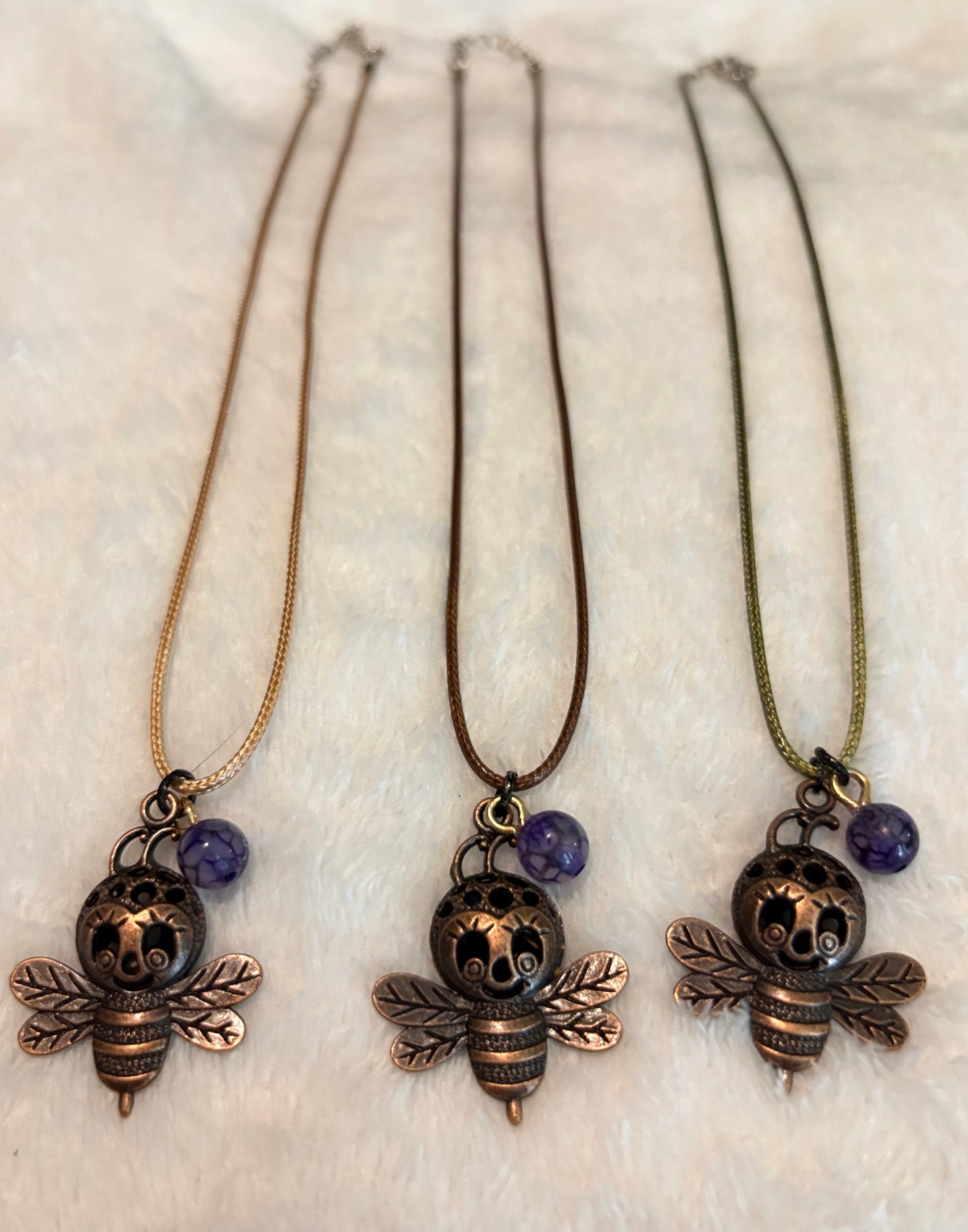 BumbleBeeNecklace with DyedPurpleAgate