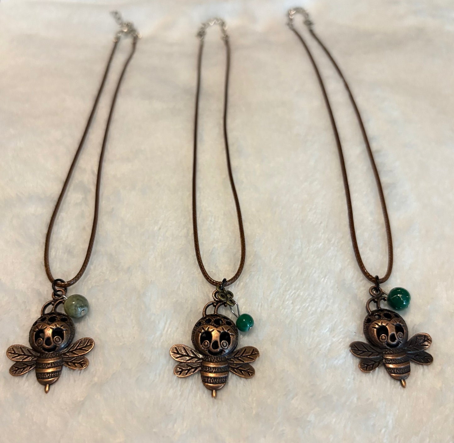 BumbleBeeNecklace with GreenChalcedony