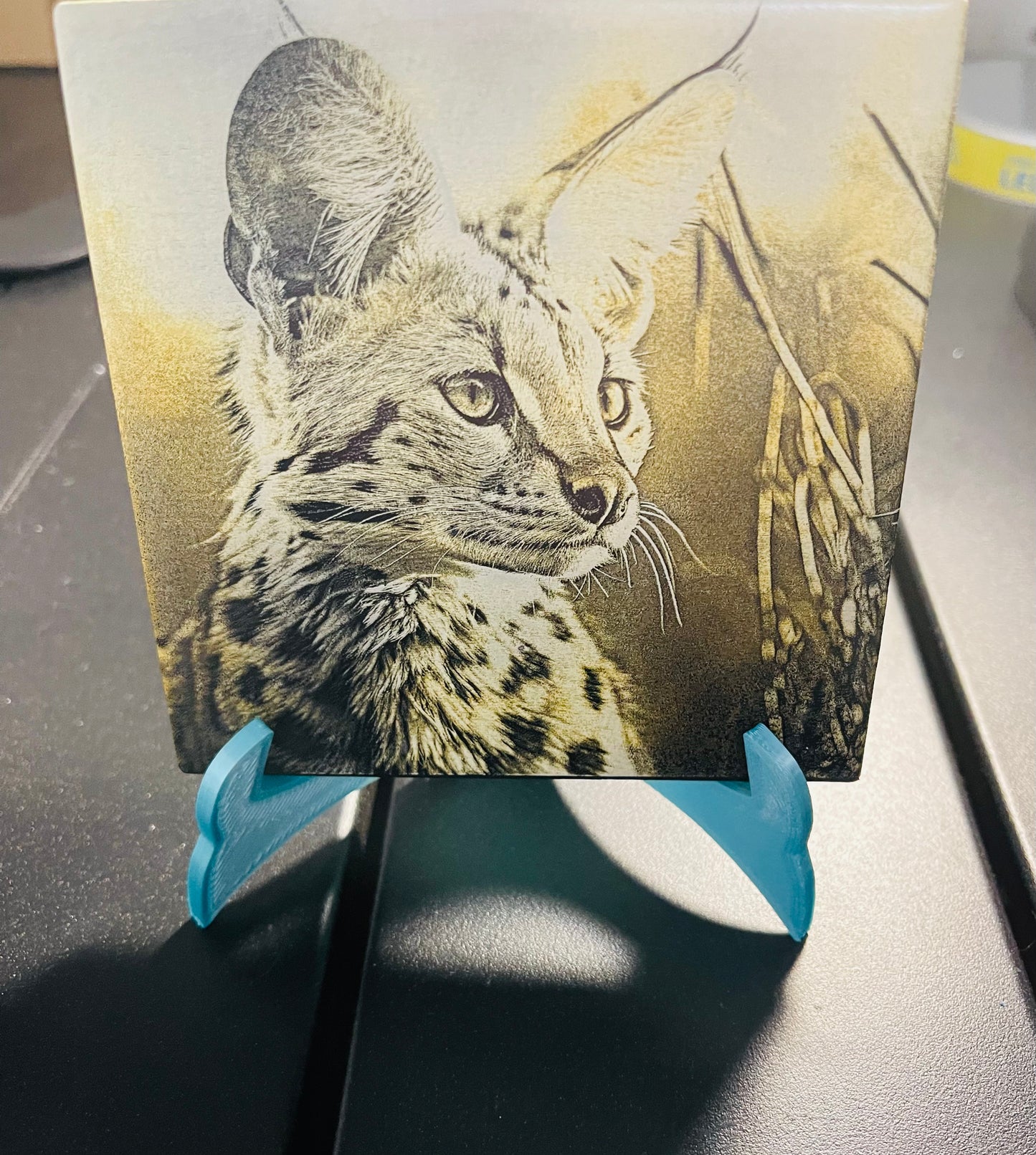 Laser engraved tile Cat customize fast shipping