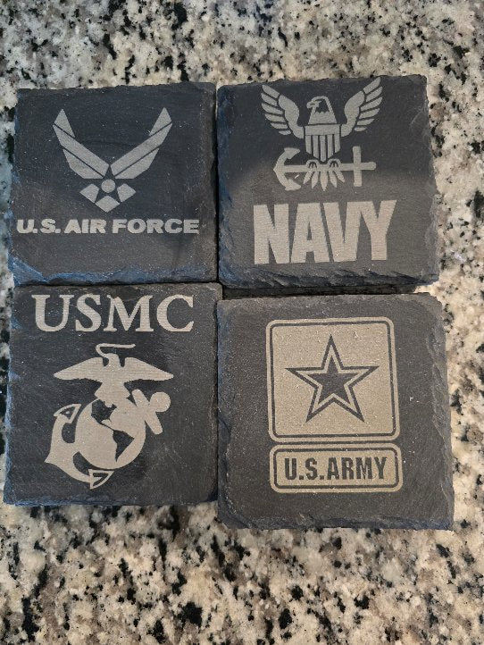 Black slate coasters - custom