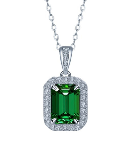 .925 Sterling Silver 1.25 carat Emerald with High Carbon Diamonds