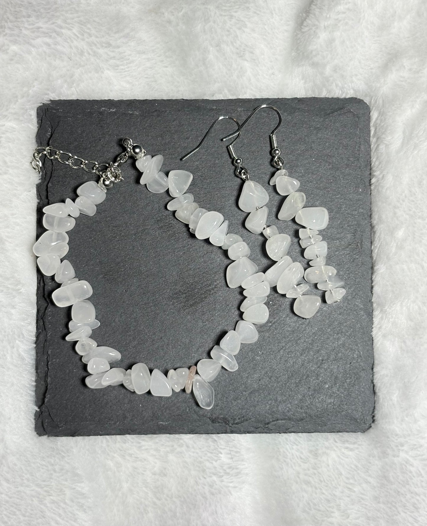 Gemstone bracelets with matching earrings