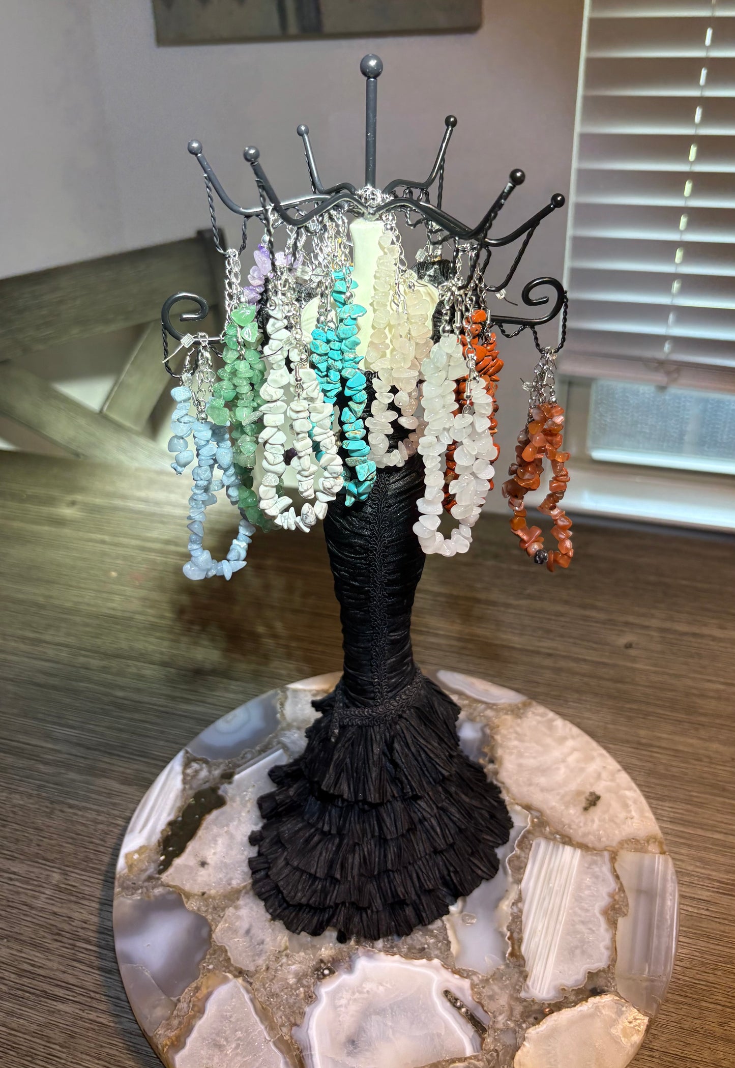 Gemstone bracelets with matching earrings