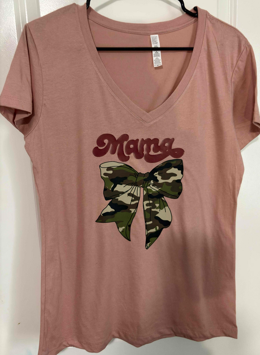 Mama in Red with Camo Bow