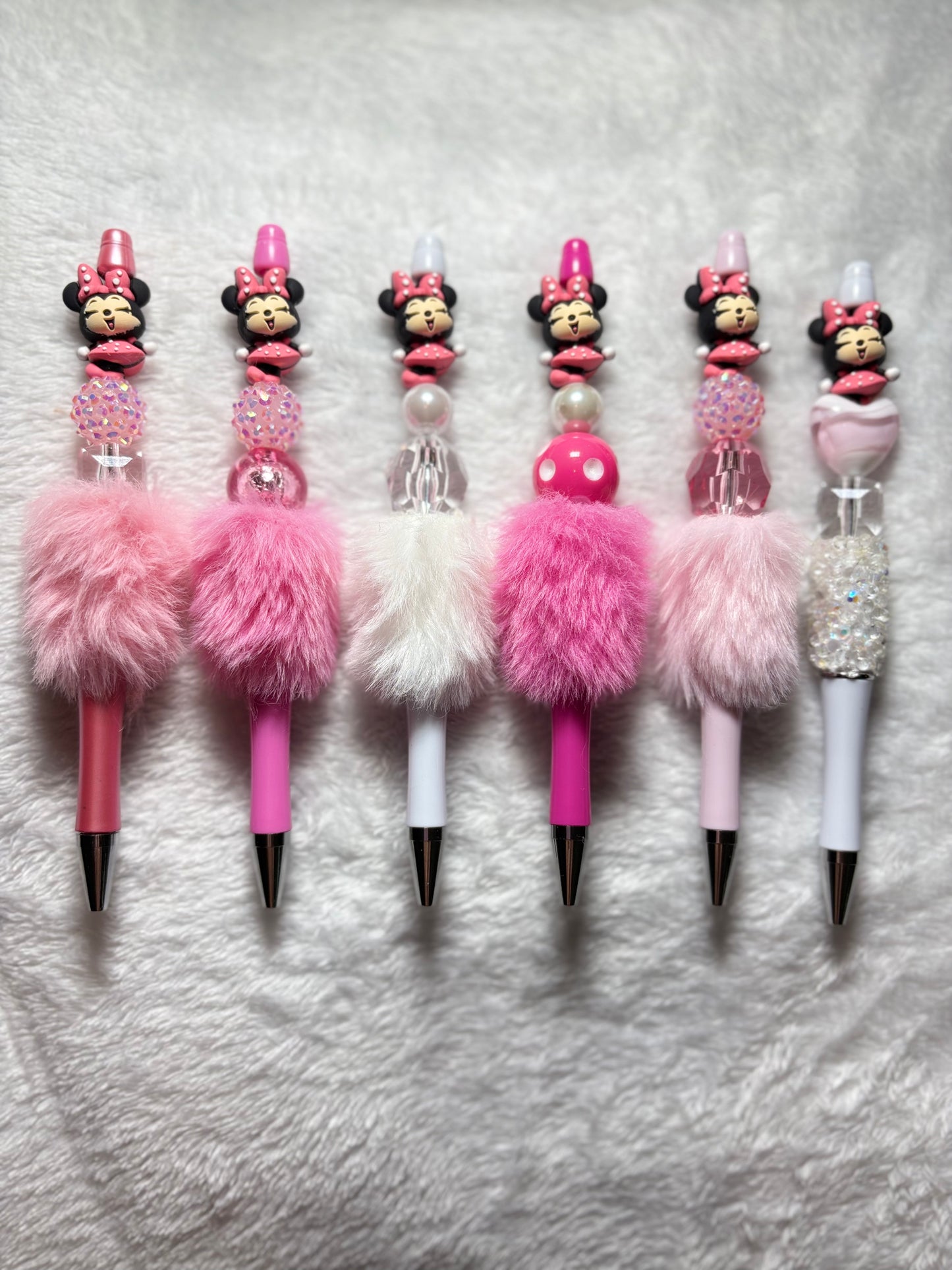 Minnie Mouse Feather Beaded ink pens