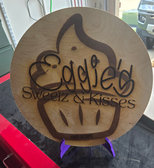 Round Wood Logo Engraving 